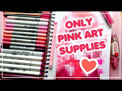 ♡ USING ONLY PINK ART SUPPLIES || Valentine's Day Art! ♡