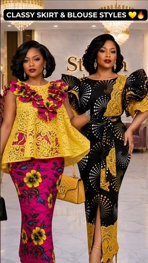 Beautiful Skirt & Blouse Styles 2026 💛 Elegant Lace & Ankara Fashion Inspiration #shorts