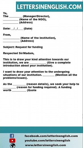 Letter Of Request to NGO for Funding Assistance