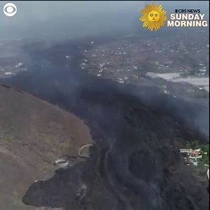 Drone footage shows the path lava from the Cumbre Vieja volcano took on the island of La Palma in Spain. Lava has reached the ocean, sending steam and gases into the air. The volcano started erupting September 19th. https://cbsn.ws/3uR4JZ2 | CBS Sunday Morning