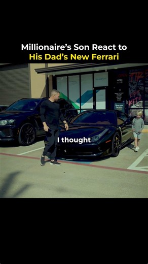 Millionaire's son reacts to a new ferrari...