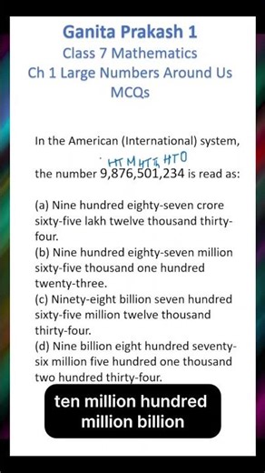 Huge Number in International System Class 7 Ganita Prakash MCQ Chapter 1: Large Numbers Around Us