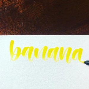 9.7K views · 49 reactions | 1️⃣ Brush pen technique 2️⃣ Yellow fruit 3️⃣ Super catchy song All things we love about this piece of Sharpie brush pen lettering by @kelly.swig (Instagram) | Sharpie | Facebook