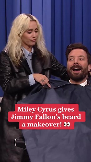 Jimmy with a beard or without a beard? 🤔 #MileyCyrus gave #JimmyFallon’s beard a makeover during her appearance on #FallonTonight! 👀 What do you think? (🎥: @FallonTonight )
