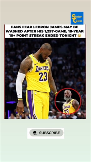 LeBron's 1,297-Game Double-Digit Streak Ends 😔 #LeBronJames #EndOfAnEra #Lakers #NBA #KingJames