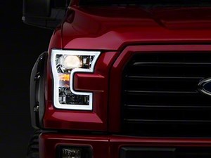 F-150 LED DRL Projector Headlights; Chrome Housing; Clear Lens (15-17 F-150 w/ Factory Halogen Headlights) - Free Shipping