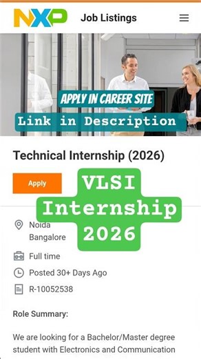 Internship at NXP Semiconductor #vlsi #vlsijobs #explorevlsi #subscribe