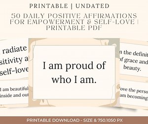 50 Daily Positive Affirmations for Empowerment & Self-love | Printable PDF - Etsy