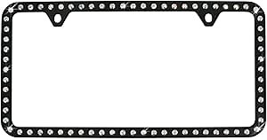 Bling License Plate Frame with 72 Elegant Crystals Channel Set Into a Quality Chrome Plated Zinc Alloy Frame - Sparkles Like Diamonds Glitter and Rhinestones - Sold as Qty 1