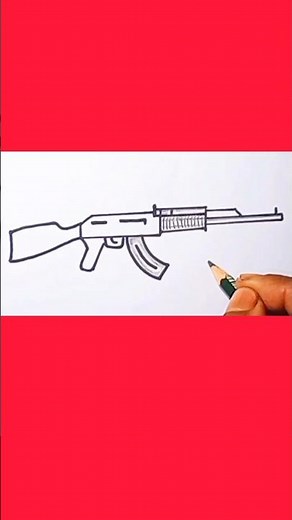 How To Draw AK-47 - Easy Step By Step Tutorial | Sinper Gun drawing #short