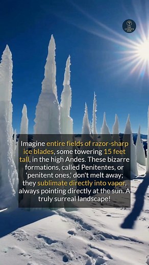Discover the mysterious towering snow formations called penitentes in the Andes, natural wonders sculpted by sublimation. #historyfacts #didyouknow #ancientdiscoveries #worldhistory | The Curious Side