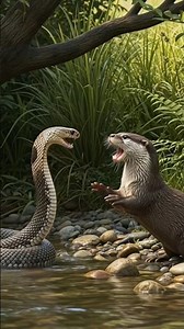 unexpected : Otter Defeats Snake 🤯 🤯! #Otter #snake #Wildlife #Snake #battle #Victory