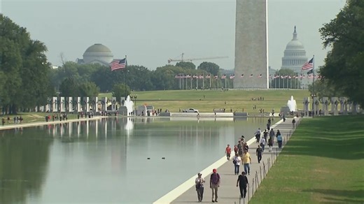 Trump touts Lincoln Memorial Reflecting Pool cleanup, adds 'American flag blue' topping