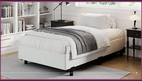 Askeld Queen Bed Frame, 8 Inch Metal Queen Box Spring with Fabric Cover, Heavy Duty Platform Frame Low to Floor, 3500 Lbs Weight Capacity Mattress Base, Easy Assembly, Black