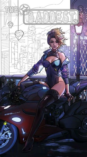 la chica motocicleta va caminando por la calle y se encuentra varios chicos