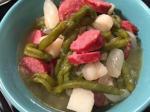 German Style Midwestern Sausage, Potato and Green Bean Supper