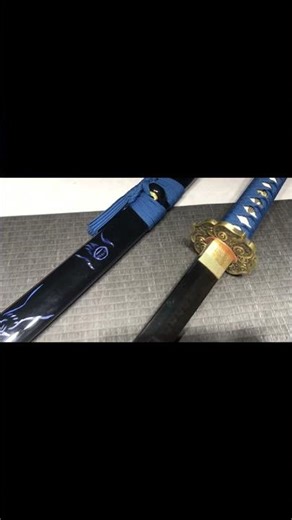 Katana – Azure Dragon 青龍 | T10 Steel Clay-Tempered Samurai Sword with Gold Carved Fittings