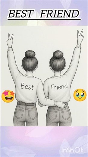 BFF Drawing easy step by step / Best friends Drawing hand - pencil sketch / Drawing tutorial easy