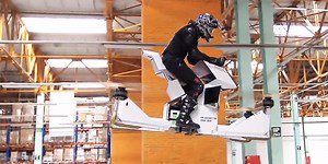 This rideable hoverbike looks like fun but you will want to keep your arms and legs firmly tucked in