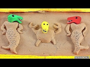 Dinosaur Sandbox Mermaid Playtime Stop Motion Playdough Cartoon video for kids