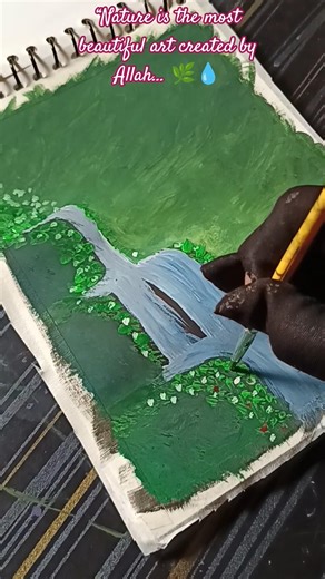 Peaceful Waterfall Scenery Drawing 💧 | Relaxing Nature Art #art #satisfying