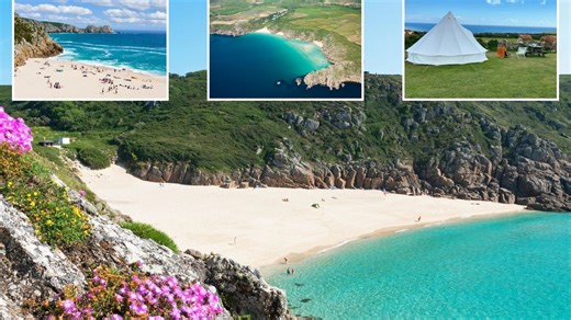 Cornish beach with whiter sand than Australia next to amazing campsite