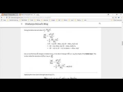 Backpropagation in Neural Network with Sigmoid Activation function