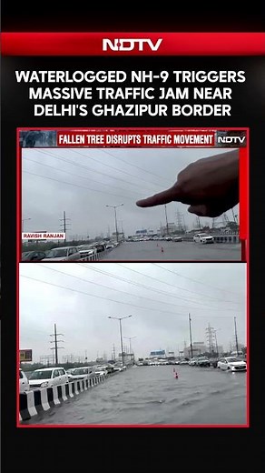 Ground Report: Waterlogged NH-9 Triggers Massive Traffic Jam Near Delhi's Ghazipur Border