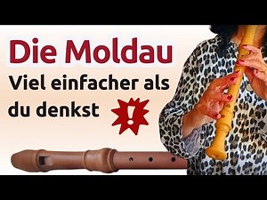 Spiele die Moldau mit einfachen Noten - Altblockflöte