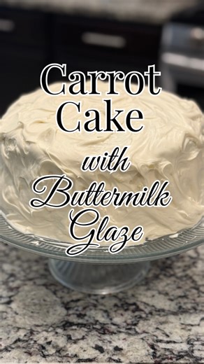 My sister sent me this recipe and every recipe she sends me ends up being amazing — so I knew I had to try it. My son asked for carrot cake for his 19th birthday (it’s his favorite), and this one did not disappoint. This cake is incredibly moist and loaded with fun add-ins like pineapple and coconut. I leave out the nuts because of my allergy, and it’s still absolutely perfect. The warm buttermilk glaze soaks into the cake, and the rich cream cheese frosting takes it completely over the top. It’