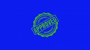 Download Green ink approved signed stamp animation effect on blue screen background for free
