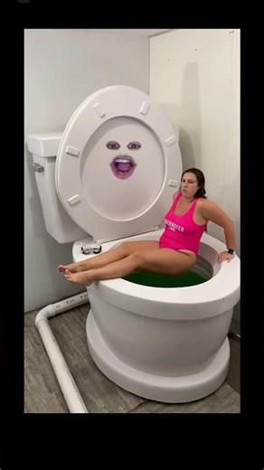 Falling into the Worlds Largest Toilet Green Swimming Pool #shorts​