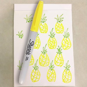Pineapples: perfect for patterns, piña coladas, and permanent fun. #PineappleDay Original art by: @joyfelliemade (IG) | Sharpie