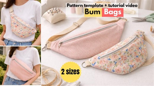 BUNDLE Bum Bag Fanny Pack Sewing Pattern [digital Pattern + Tutorial Video] - Etsy