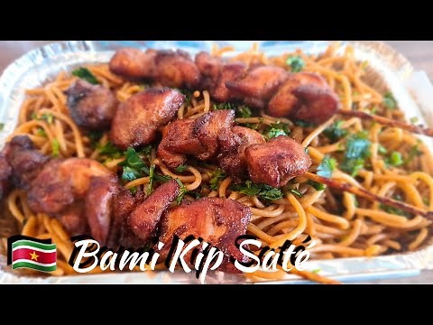 Surinaamse Javaanse Bami Kipsate recept|Surinamese Noodles with Chicken Satay|