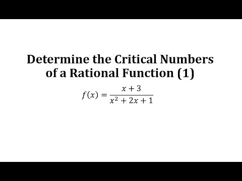 Determine the Critical Numbers of a Rational Function (1)