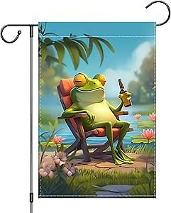 Welcome Outdoor Summer Garden Flags Double Sided Frog Welcome Design 12x18 inch Decorative Yard Decoration for Spring and Summer Small and Stylish Outdoor Garden Flag