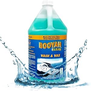 Booyah Clean Boat Wash & Wax – Concentrated Boat Wash Fortified with Carnauba Wax, Reduces Salt and Hard Water Deposits – Meets EPA Safer Choice Direct Release Criteria