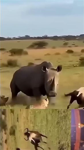 Rhino vs Hyena fight