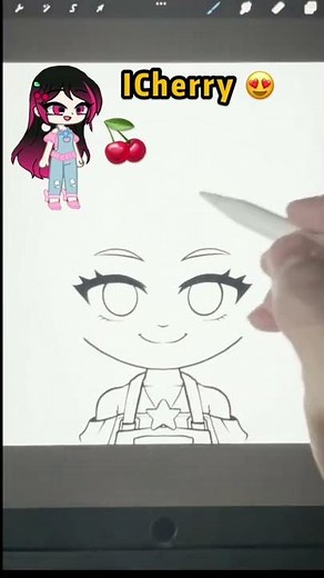 Draw Gacha Club OC 🍒 iCherry In Chibi Art 😳🥰#gachalife #speeddrawing #shorts