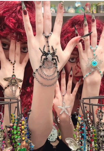 🔔HANDMADE ALL ONE OF A KIND HANDBELLS🔔 Adjustable ring/wrist to fit all sizes✨ Every piece carries its own name and energy 💫 Infused with colormagic & spirit animals, helping you embody your hidden power 🖤 Which one will you choose? 🔮Link in Bio🔮#ehlloart#artists#healingart#colormagic