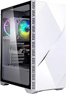 Zalman Z3 Iceberg ATX Mid Tower Gaming PC Case - 2 x 120mm ARGB Fans Preinstalled - Tempered Glass Side Panel - Support E-ATX, 2 x USB 3.0, White