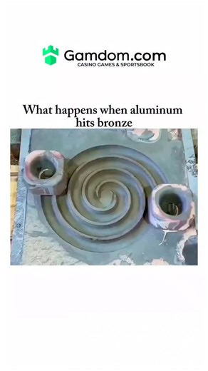NOCODUSA on Instagram: "Molten aluminum liquefies at about 660°C, while bronze only melts between 950–1200°C, which is why pouring liquid aluminum onto solid bronze creates such a wild visual reaction. The massive temperature difference keeps the bronze intact while the aluminum stays fluid and mobile. Because aluminum is much lighter at 2.7 g/cm³ compared to bronze at 8.7 g/cm³, it floats across the surface instead of sinking. As it moves, it forms swirling paths, crackling patterns, and shimme