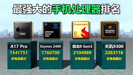最强大的手机处理器排名对比，性能最强的手机处理器排行榜