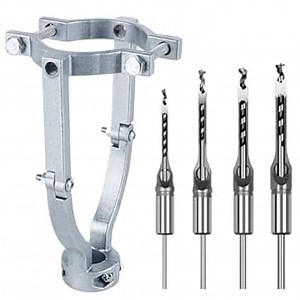 Square Hole Drill Bit Adapter with 4pcs Square Hole Drill Bit- Mortising Attachment for Drill Press, Mortise Machine, Power Tool Accessory for Drill Machines,Quickly Install or Disassemble