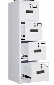 Supeer 4 Drawer File Cabinet with Individual Locks, Locking Metal Vertical File Storage Cabinet with Hanging File Folders for Office, School, Home, Assemble Required (White)