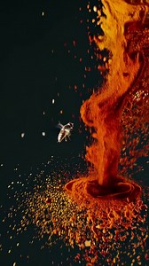 Abstract Explosion of Orange and Red Powder | Premium Stock Video Footage
