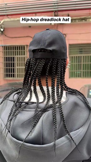 Hip-Hop Punk Baseball Cap with Braided Dreadlock Wig - Adjustable Snapback, High-Temperature Fiber, Black/Brown, 35.05cm & 44.96cm Lengths, Perfect for Motorcycle Style and Urban Fashion#hiphop #braidedhairstyles #dreadlocks #goodthing #wig