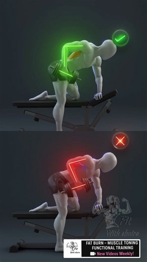 Correct vs Wrong Form | One-Arm Dumbbell Row 💪 | Avoid These Common Mistakes ‪@FitWithelmira‬