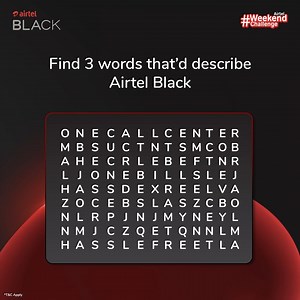 11K views · 612 reactions | List down all the words that you see below using #AirtelWeekendChallenge and make the switch to Airtel Black to find out what they mean. Stand a chance to win Amazon vouchers for finding all three. T&C Apply: https://bit.ly/3G4qoBk | Airtel India | Facebook